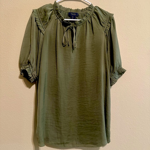 Rachel Roy Green Puff Sleeve Blouse Size Large - Picture 1 of 4